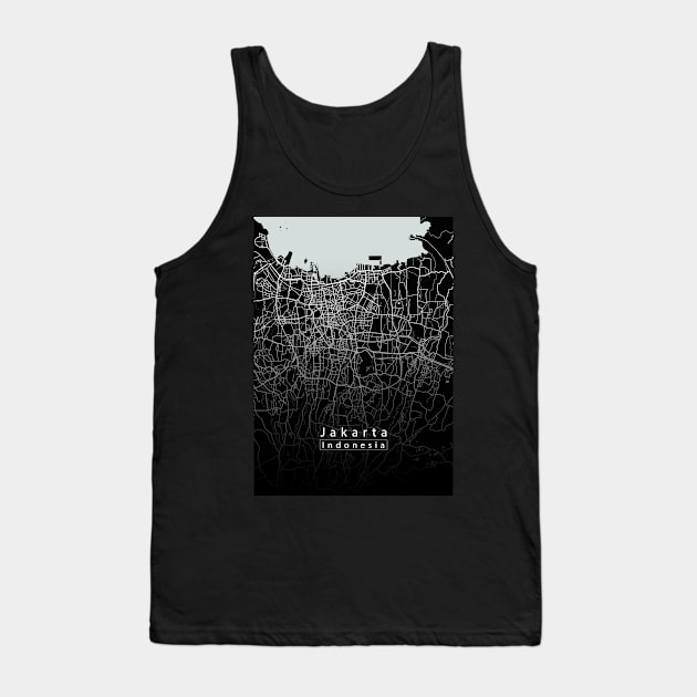 Jakarta Indonesia City Map dark Tank Top by Robin-Niemczyk